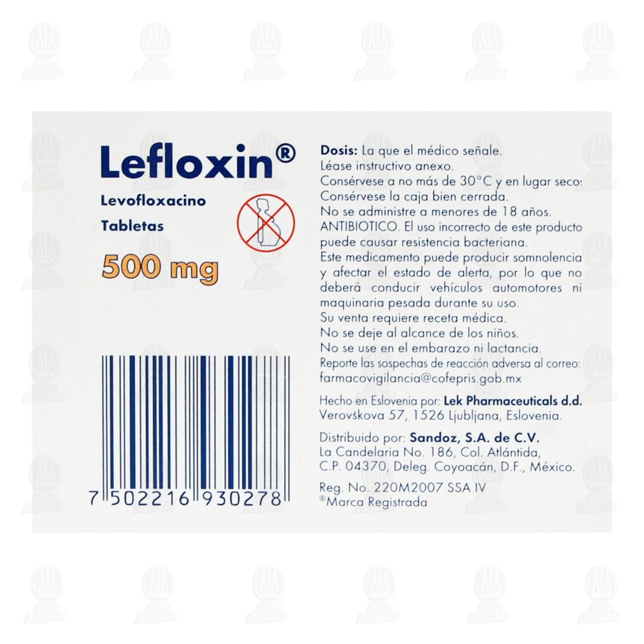 Lefloxin 500 mg, 7 Tabletas. image number 2