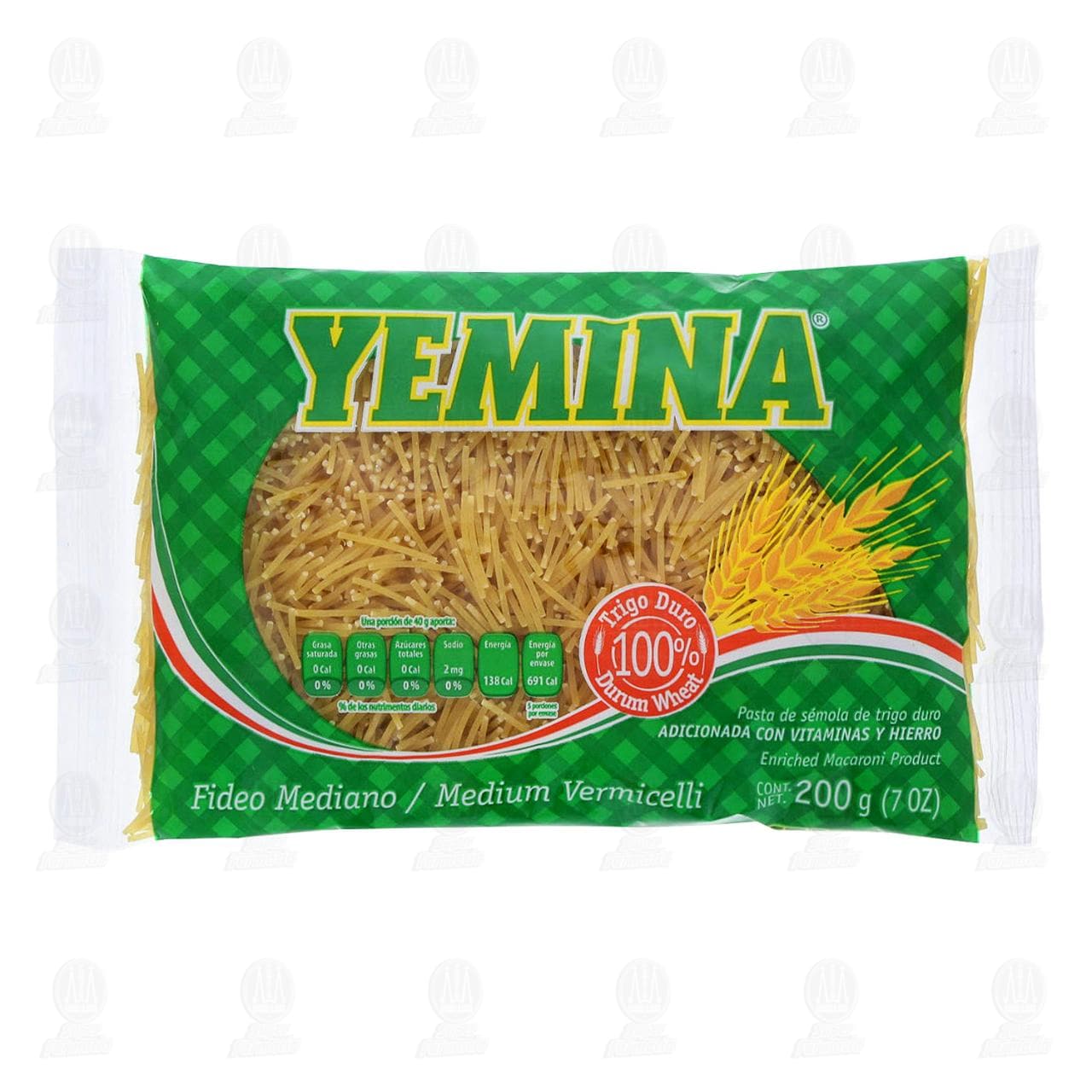 Pasta de S&eacute;mola Yemina Fideo Mediano, 200 gr.