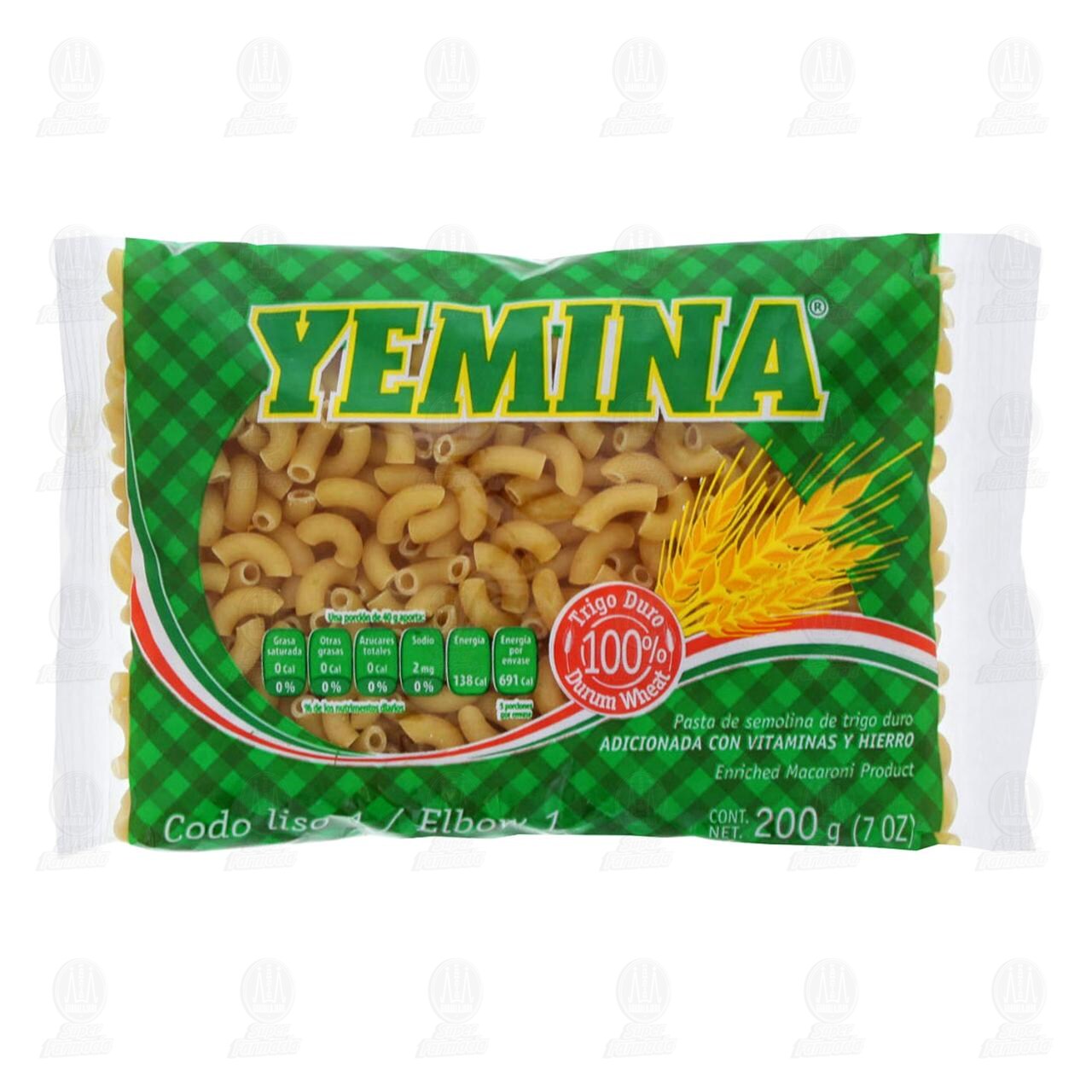 Pasta Yemina de Codo Liso 1, 200 gr. image number 0