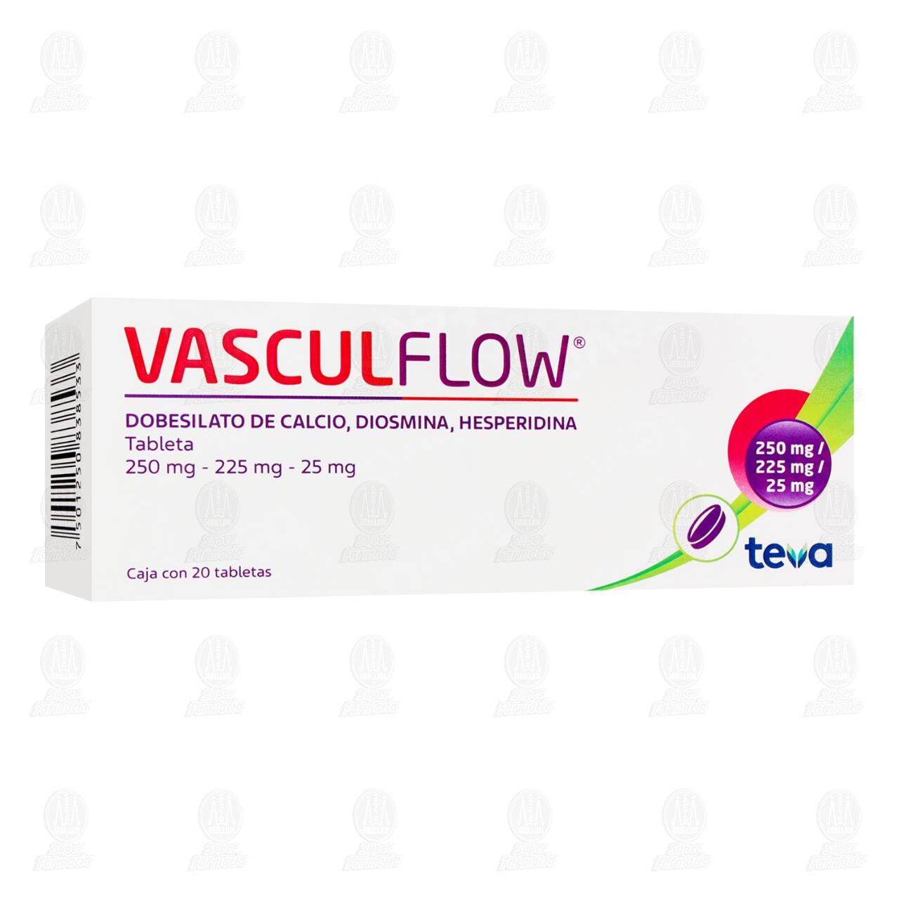 Vasculflow 250mg/225mg/25mg, 20 Tabletas. image number 0