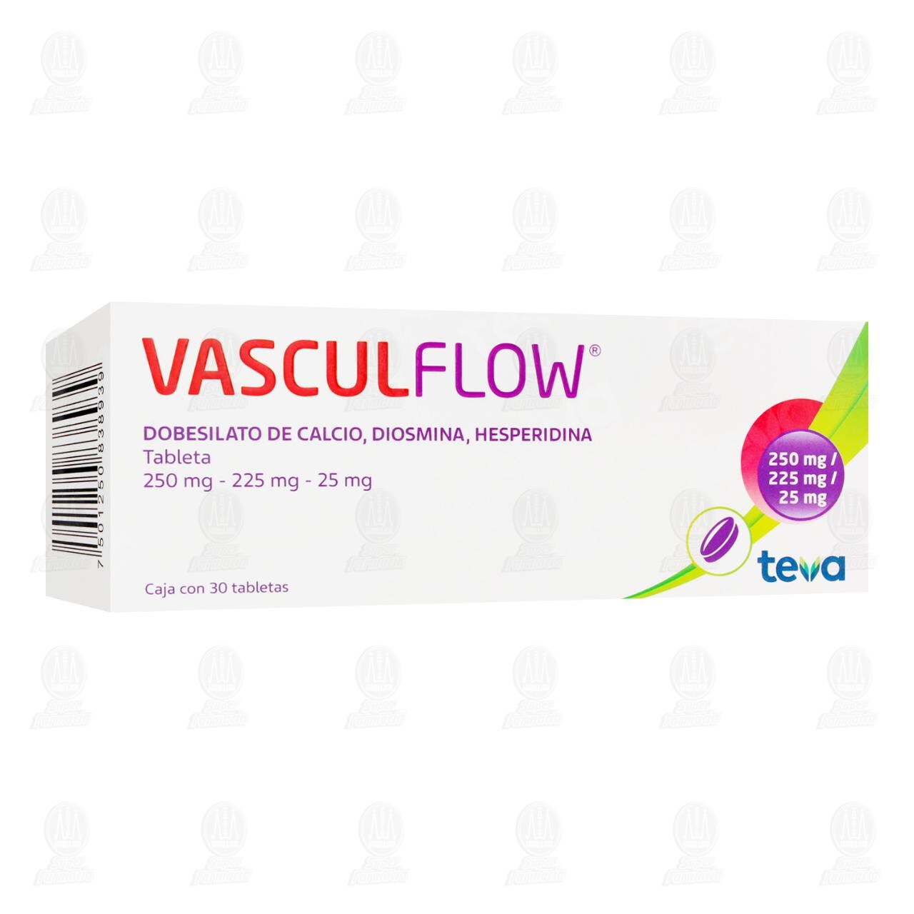 Vasculflow 250mg/225mg/25mg, 30 Tabletas. image number 0