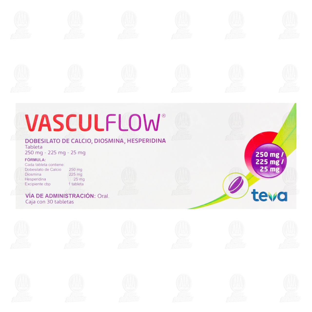 Vasculflow 250mg/225mg/25mg, 30 Tabletas. image number 2