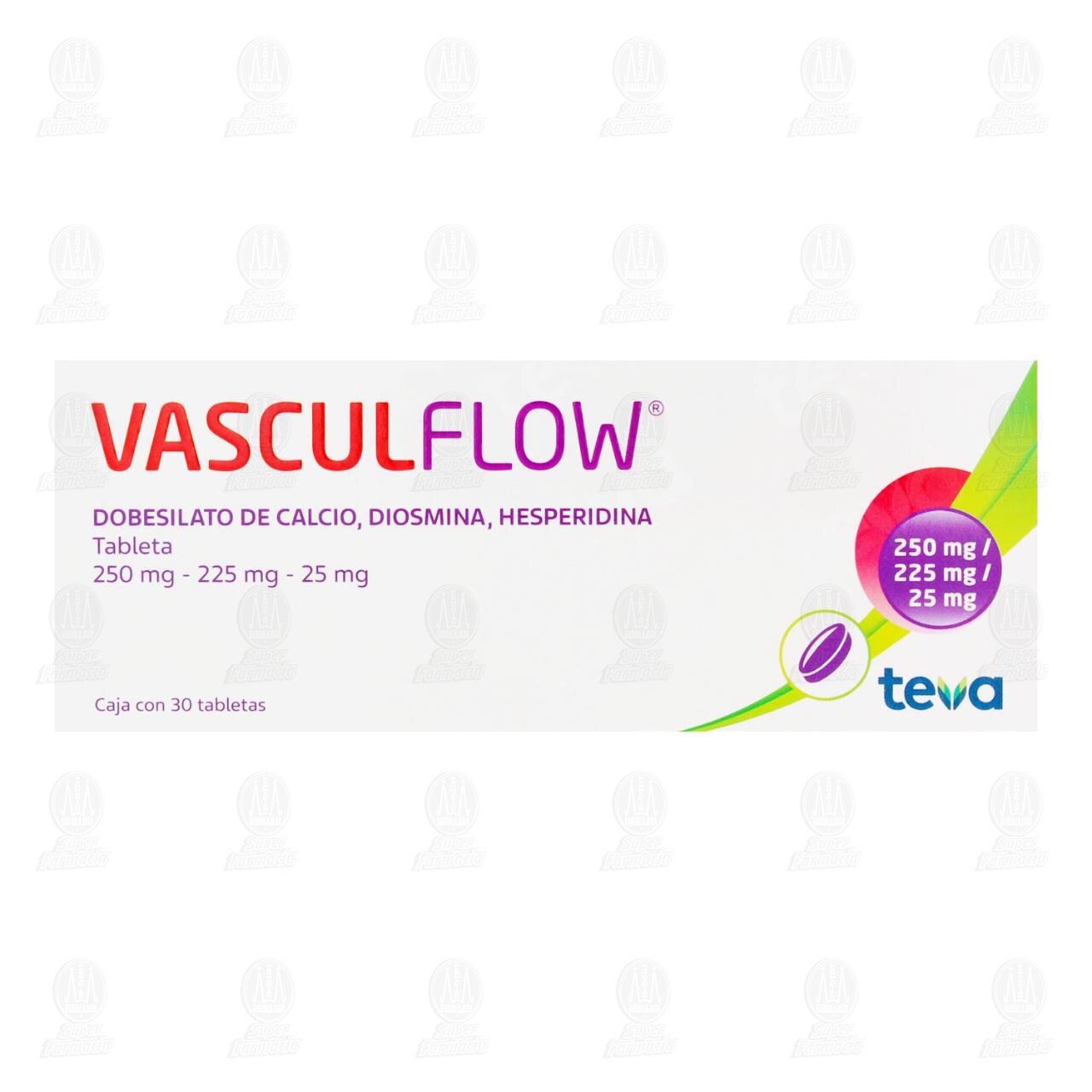 Vasculflow 250mg/225mg/25mg, 30 Tabletas. image number 1