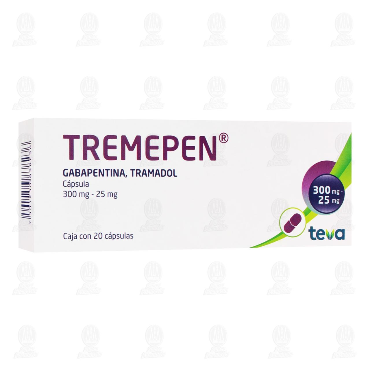 &nbsp;Tremepen 300mg/25mg, 20 C&aacute;psulas. image number 0