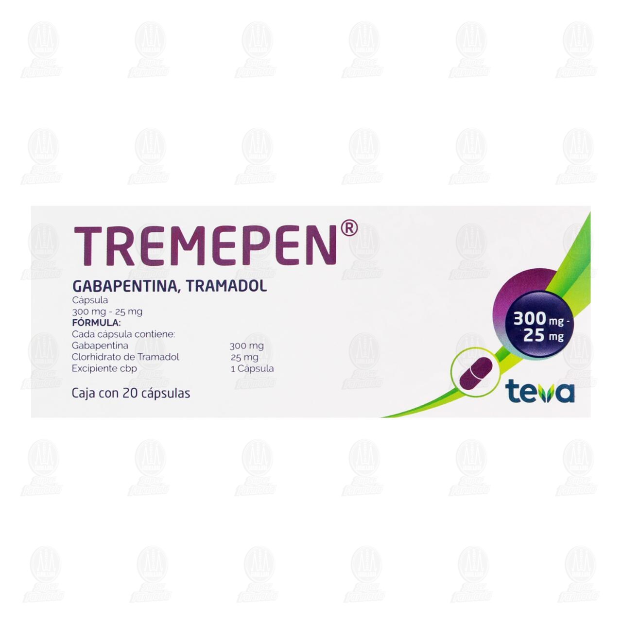 &nbsp;Tremepen 300mg/25mg, 20 C&aacute;psulas. image number 2