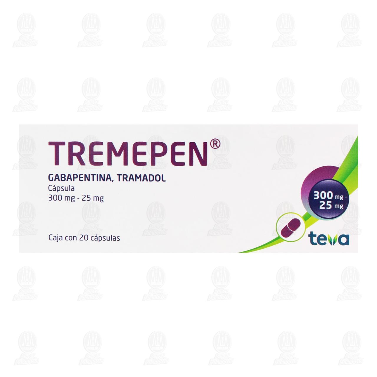 &nbsp;Tremepen 300mg/25mg, 20 C&aacute;psulas. image number 1