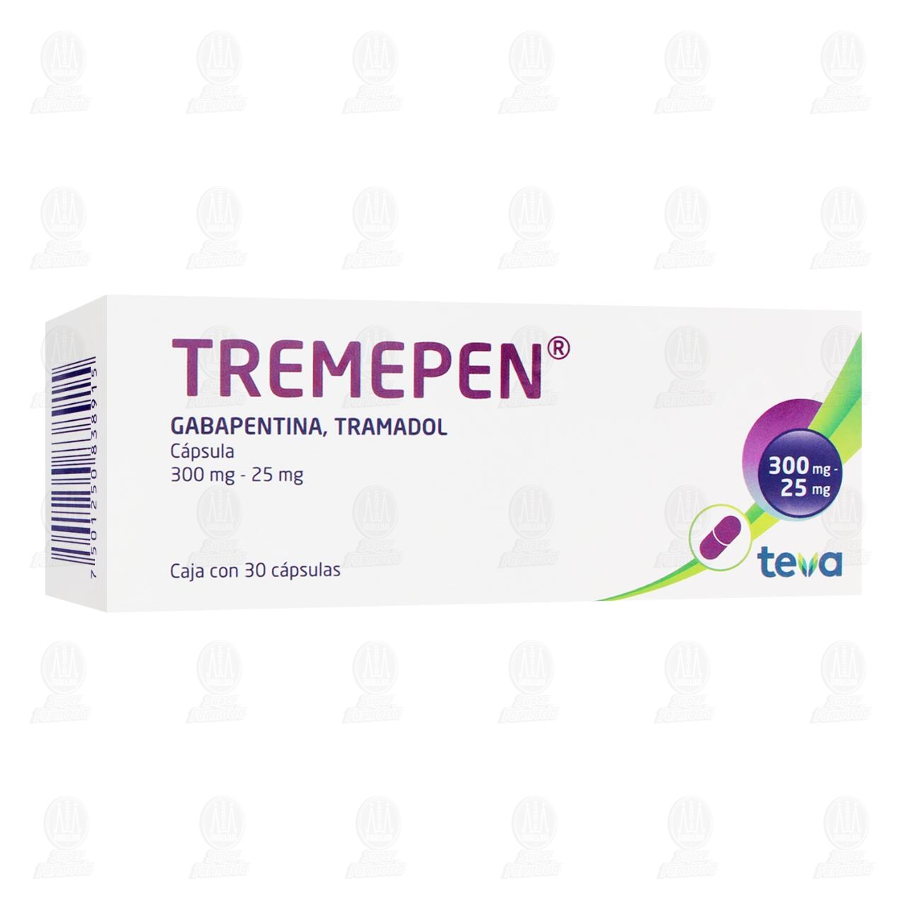 Tremepen 300mg/25mg, 30 C&aacute;psulas. image number 0