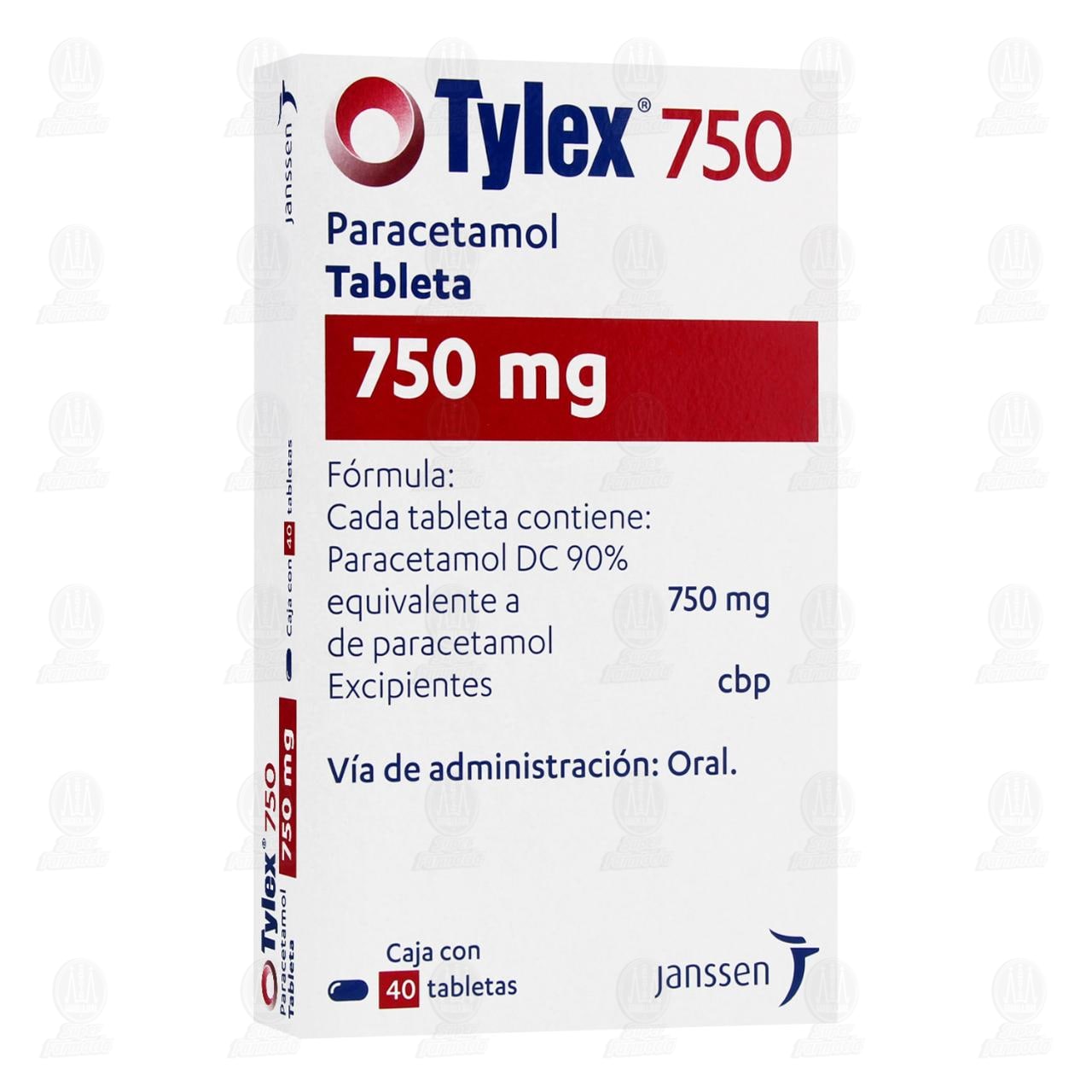 Imagen para Tylex 750 mg, 40 Tabletas.