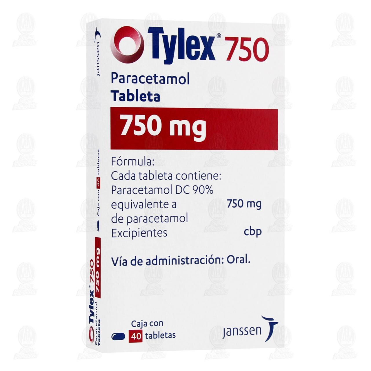 Tylex 750 mg, 40 Tabletas. image number 0