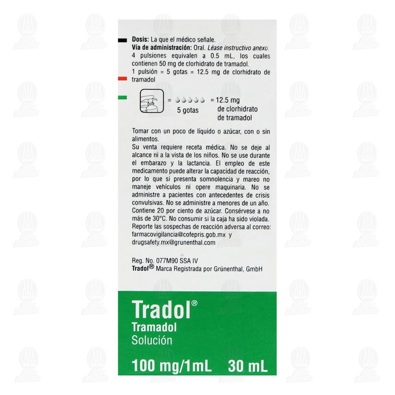Tradol 100mg/1ml Soluci&oacute;n Gotas, 30 ml. image number 3