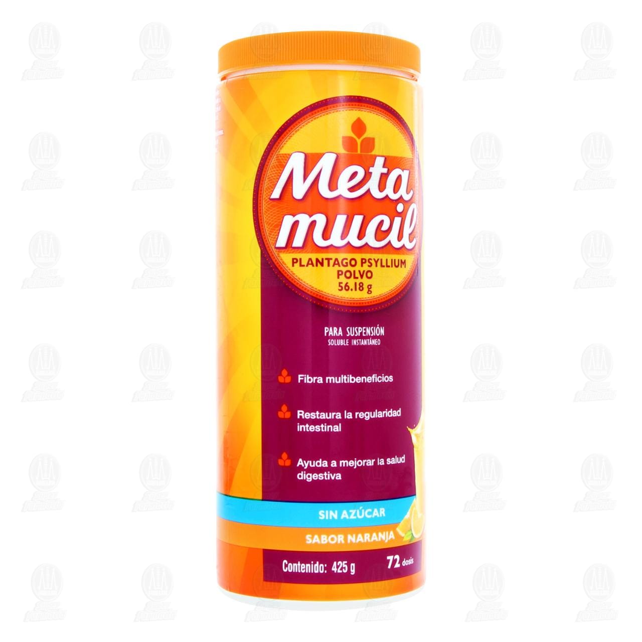 Metamucil Fibra Natural Sabor Naranja 425 gr, 72 Dosis. image number 0