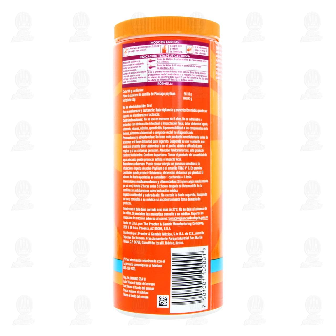 Metamucil Fibra Natural Sabor Naranja 425 gr, 72 Dosis. image number 2