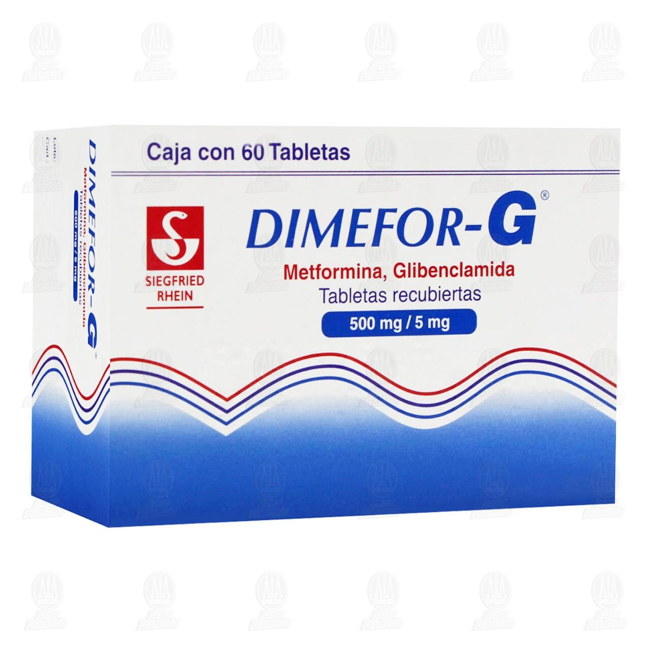 Dimefor G 500mg/5mg, 60 Tabletas. image number 0