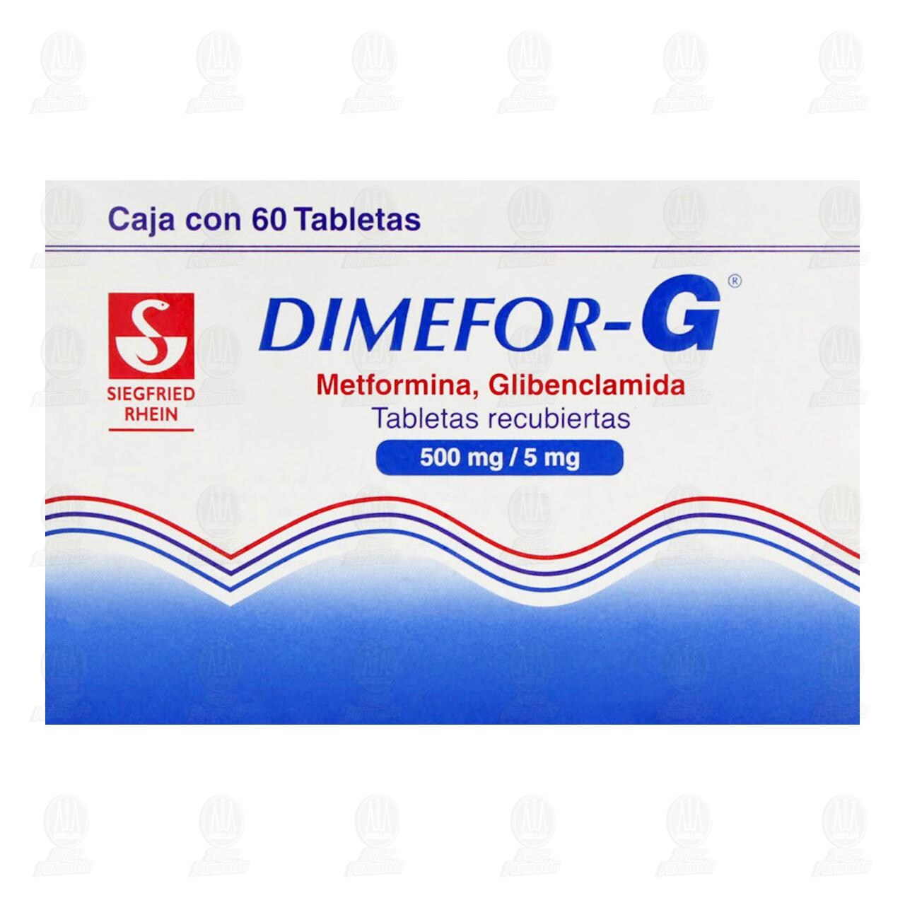 Dimefor G 500mg/5mg, 60 Tabletas. image number 1