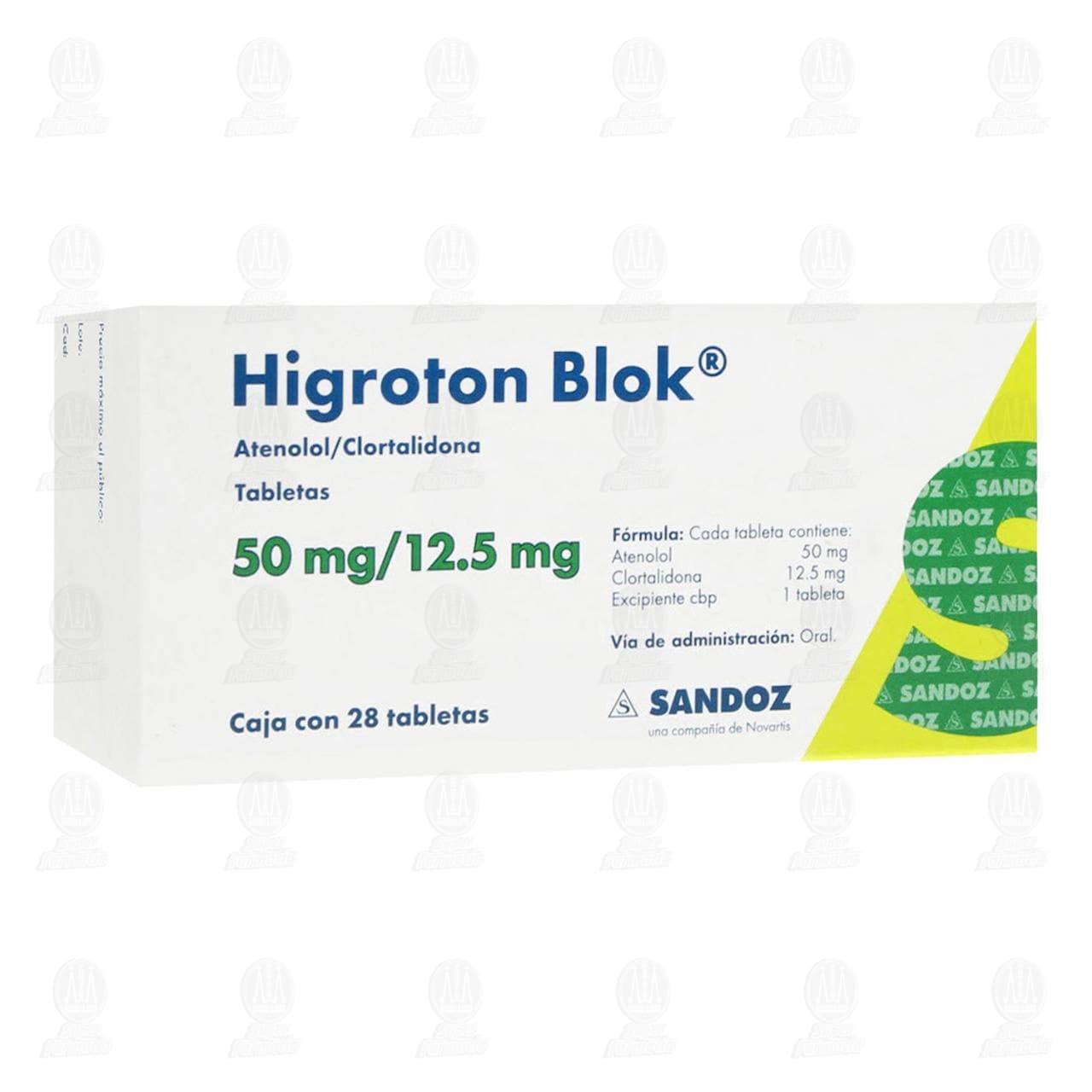 Higroton Blok 50mg/12.5mg, 28 Tabletas. image number 0