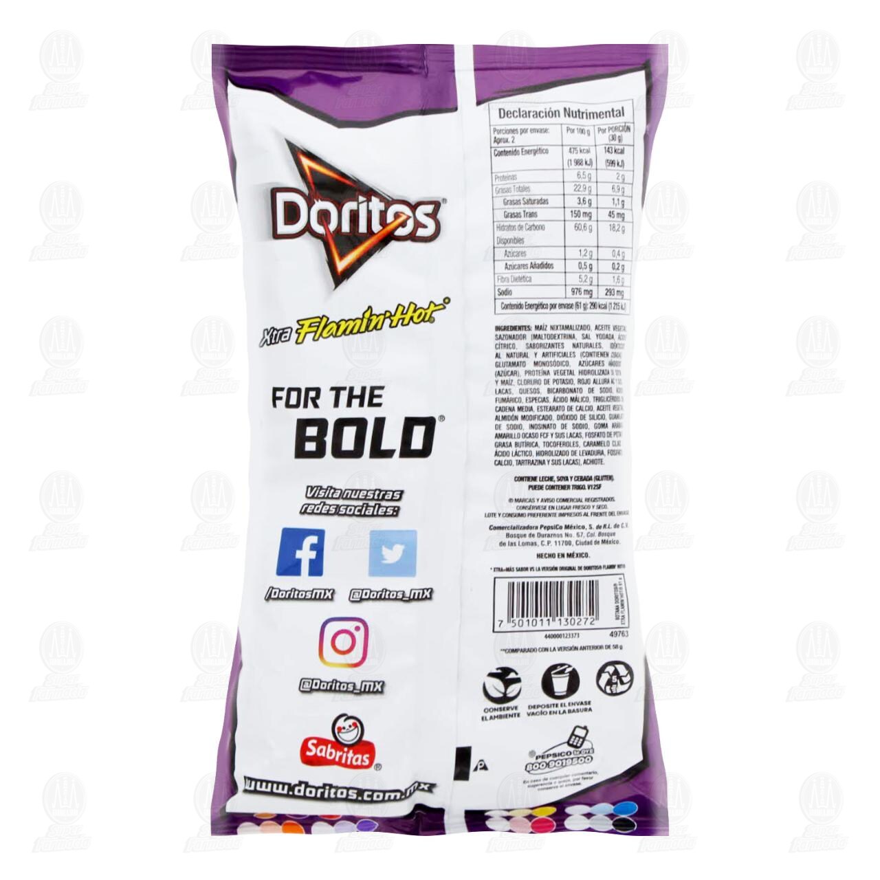 Botana Doritos Xtra Flamin' Hot, 61 gr. image number 1