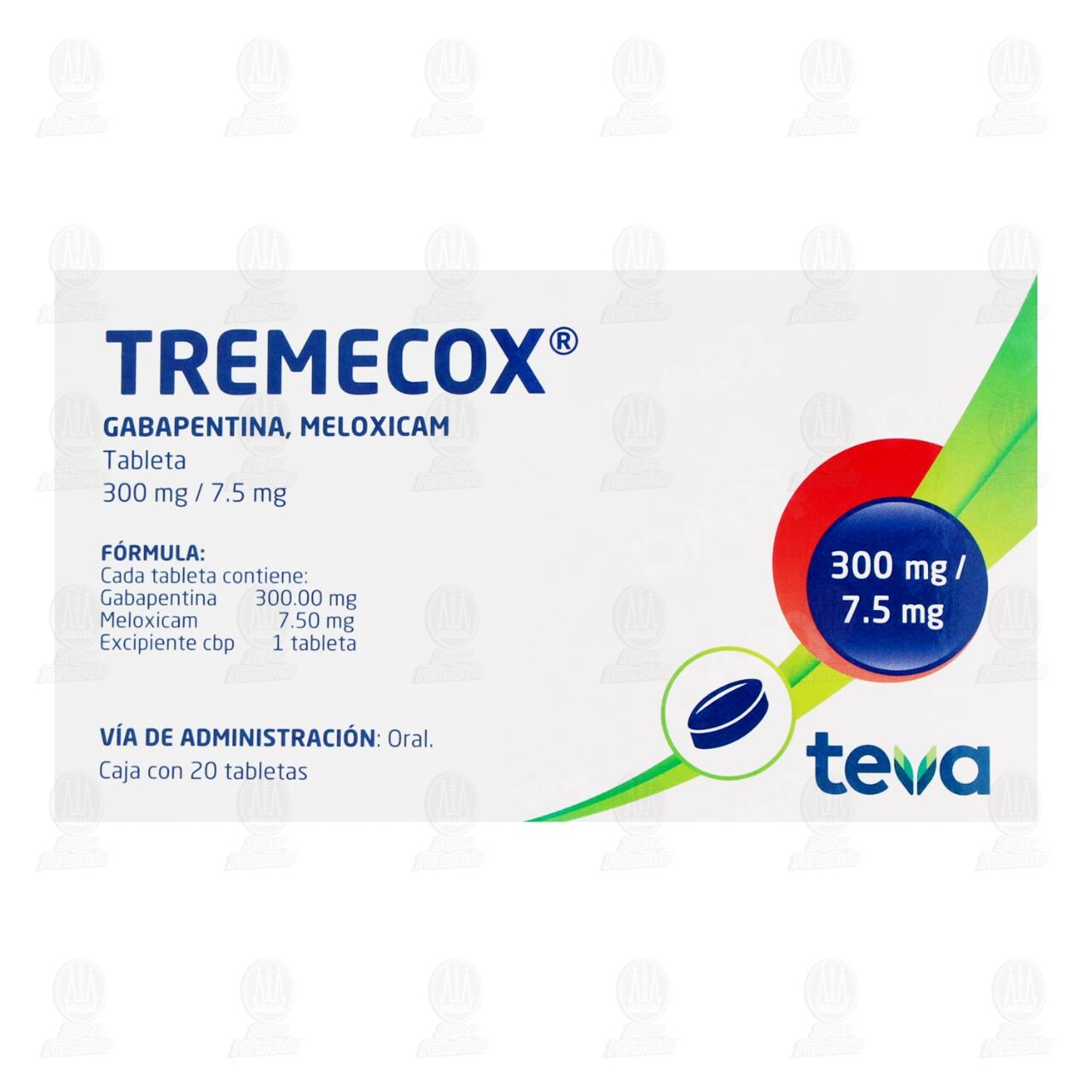 Tremecox 300mg/7.5mg, 20 Tabletas. image number 2