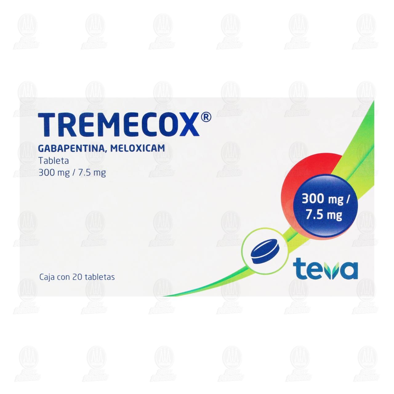 Tremecox 300mg/7.5mg, 20 Tabletas. image number 1