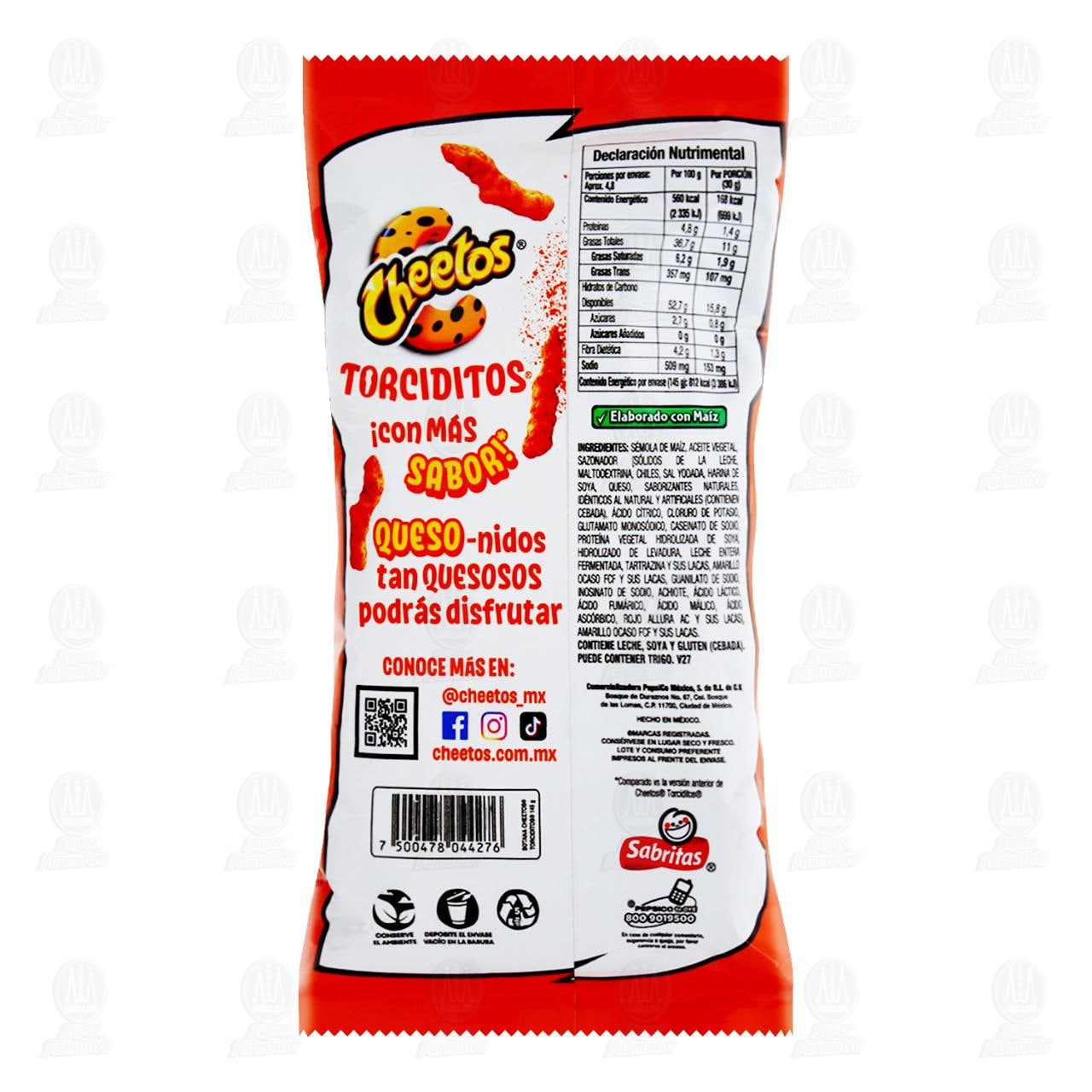 Botana Cheetos Torciditos Sabor Queso y Chile, 145 g. image number 1