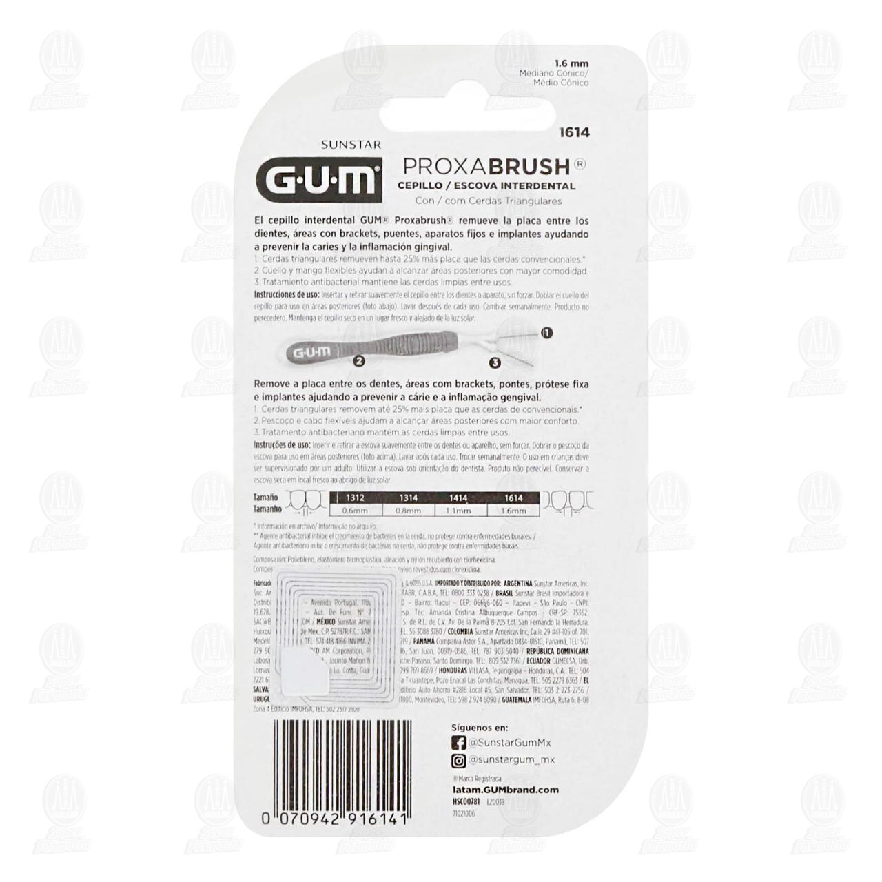 Cepillo Interdental Gum Proxabrush Mediano Cónico, 6 pzas. image number 1