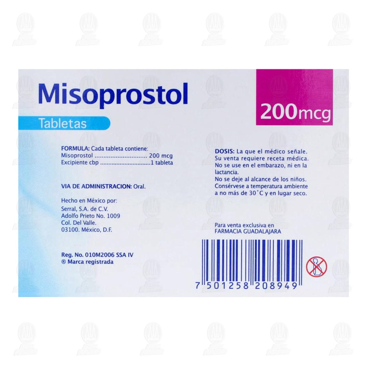 Misoprostol 200 mcg, 28 Tabletas Pharmalife.