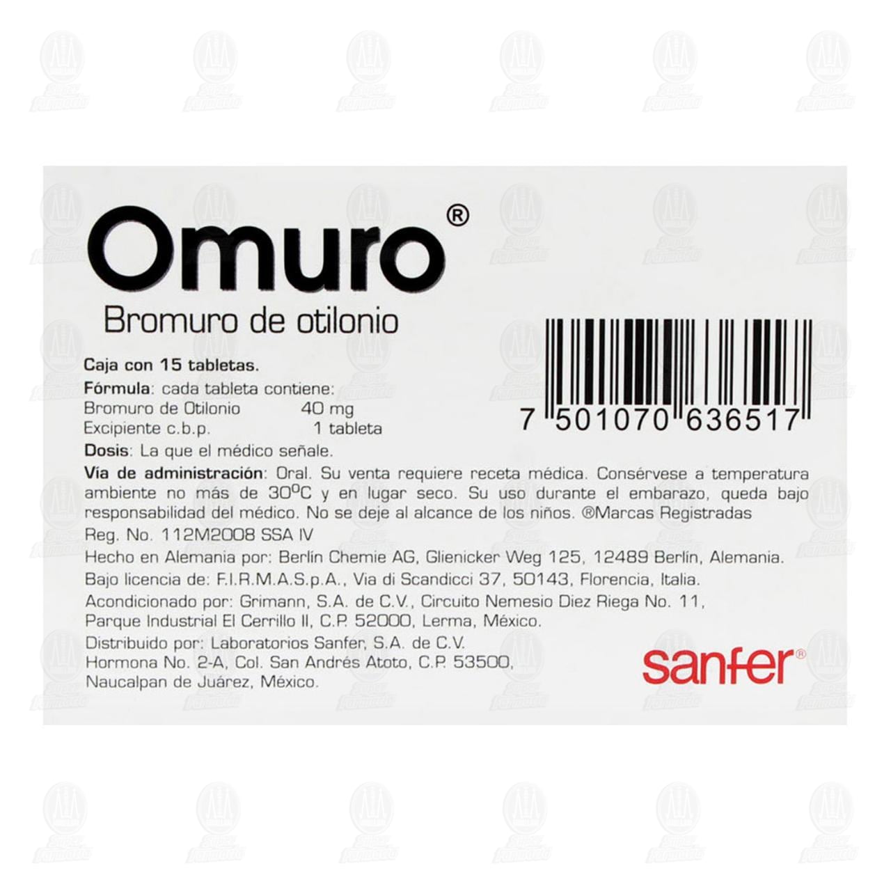 Omuro 40 mg, 15 Tabletas. image number 2