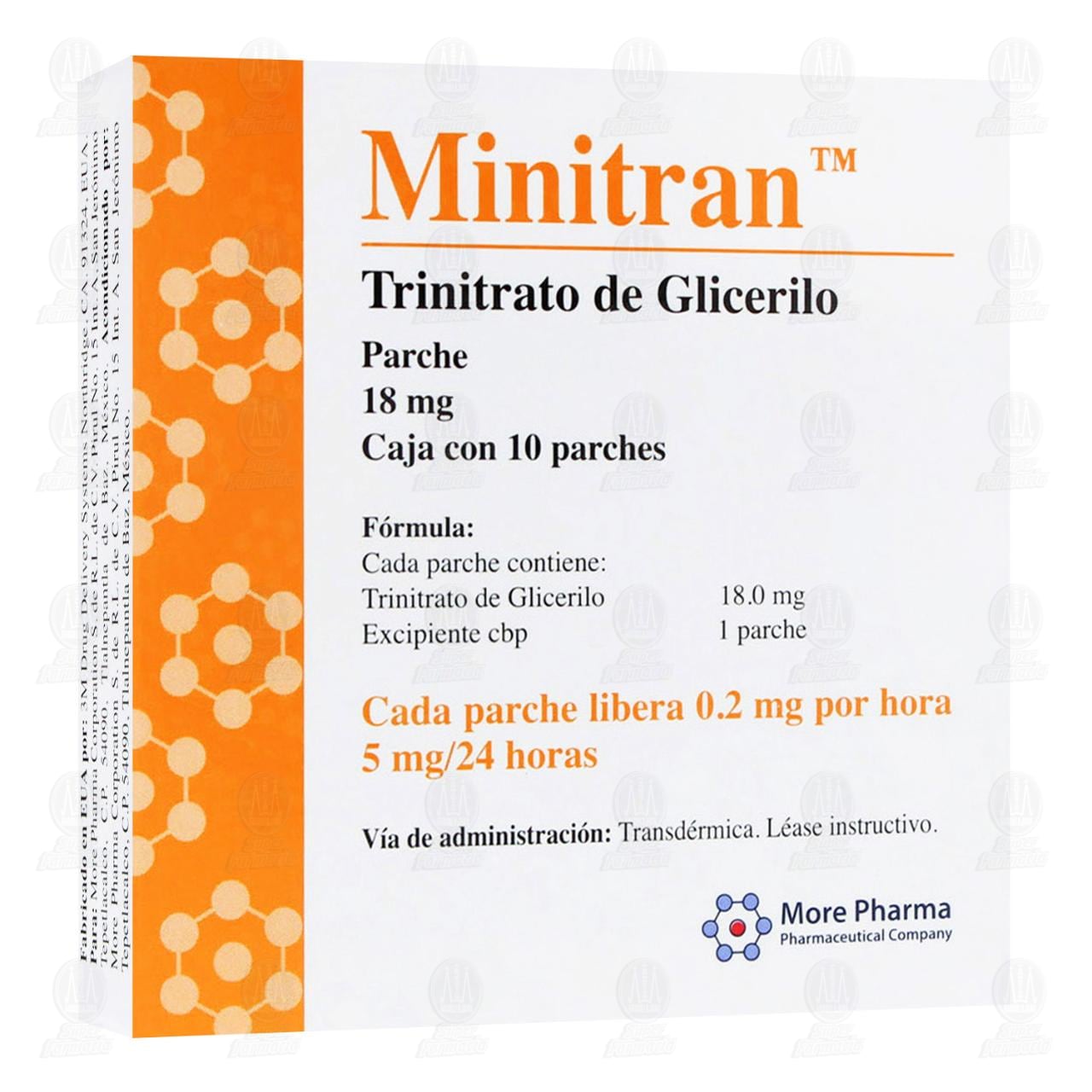 Minitran 18 mg, 10 Parches. image number 0