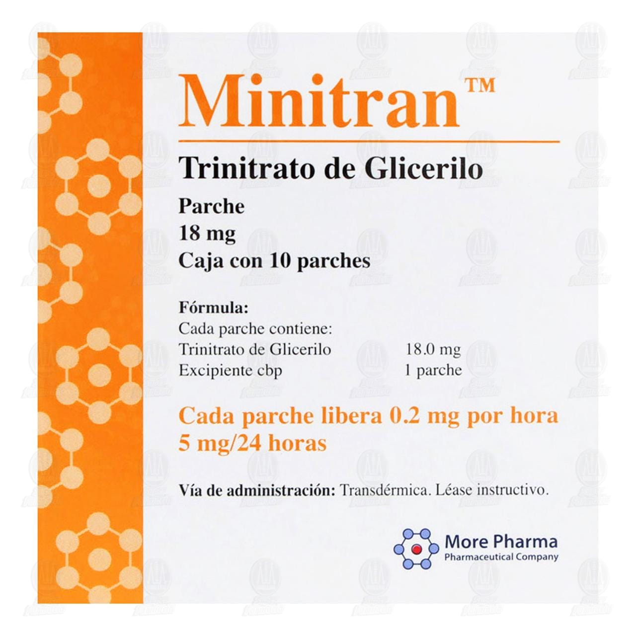 Minitran 18 mg, 10 Parches. image number 1