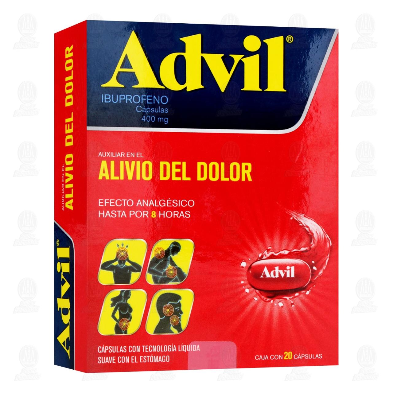 Advil Analg&eacute;sico 400 mg, 20 C&aacute;psulas. image number 0