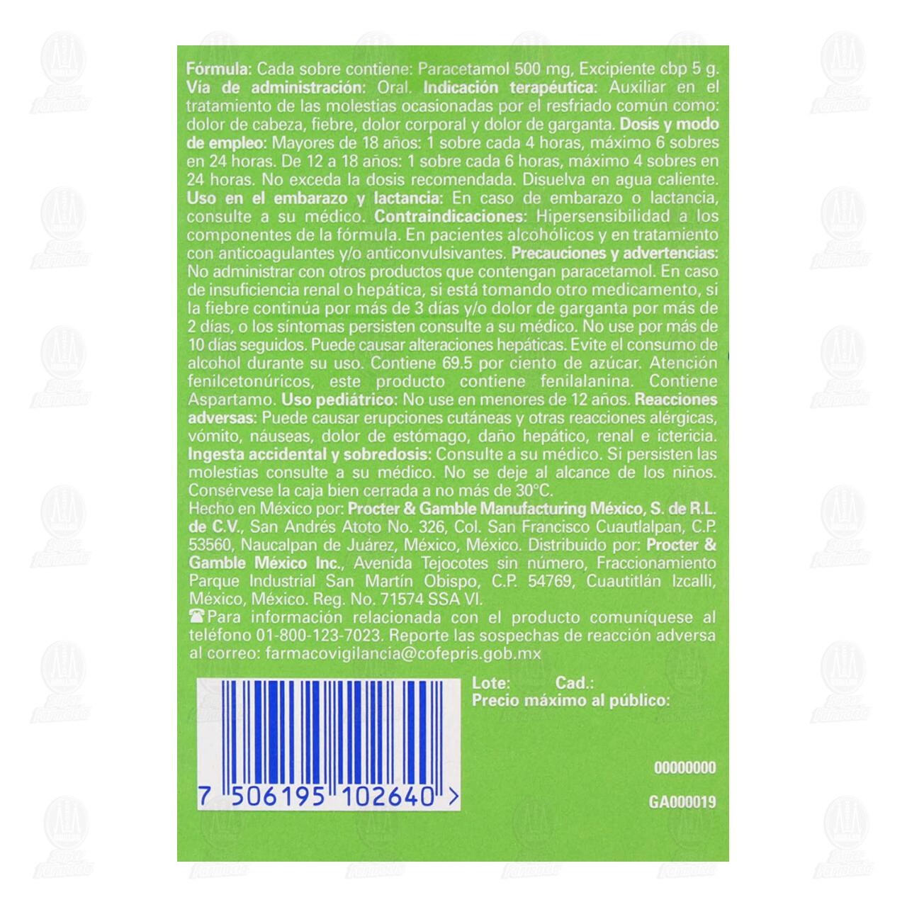 Vick VitaPyrena Sabor Manzanilla, 5 Sobres. image number 2