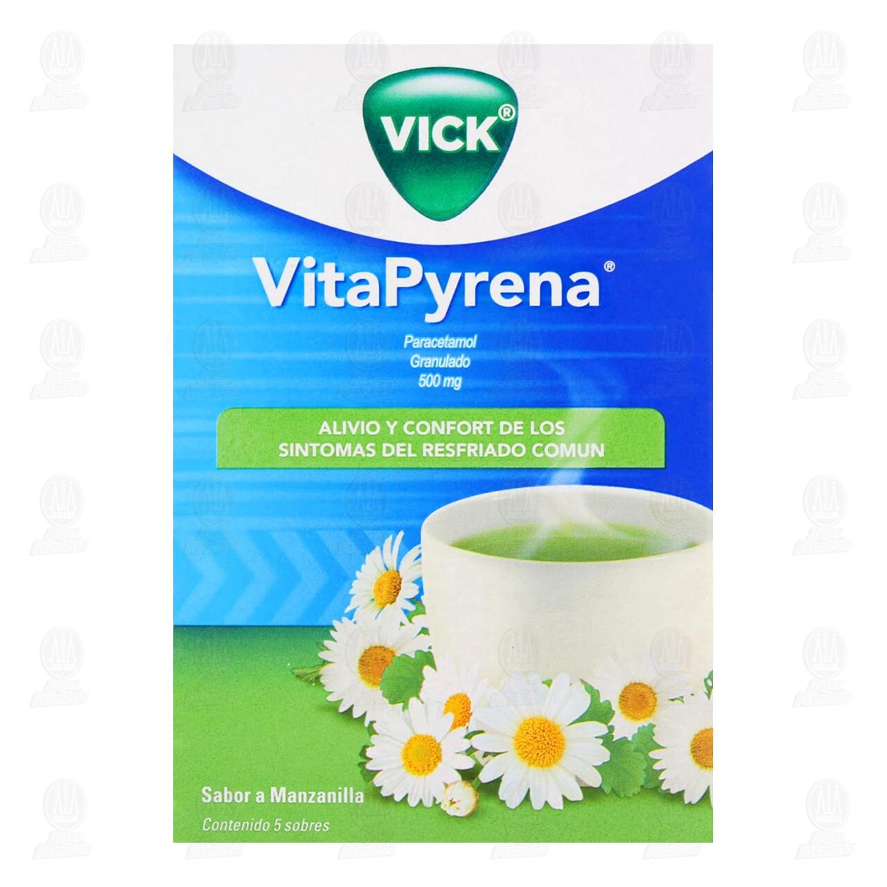 Vick VitaPyrena Sabor Manzanilla, 5 Sobres. image number 1