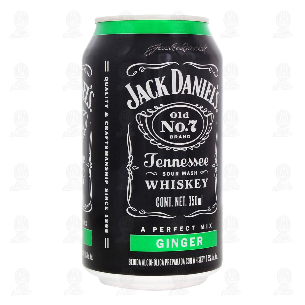 Imagen para Bebida alcohólica preparada Jack Daniel''s a base de whiskey con ginger (6% volumen de alcohol). Lata con 350 mililitros.