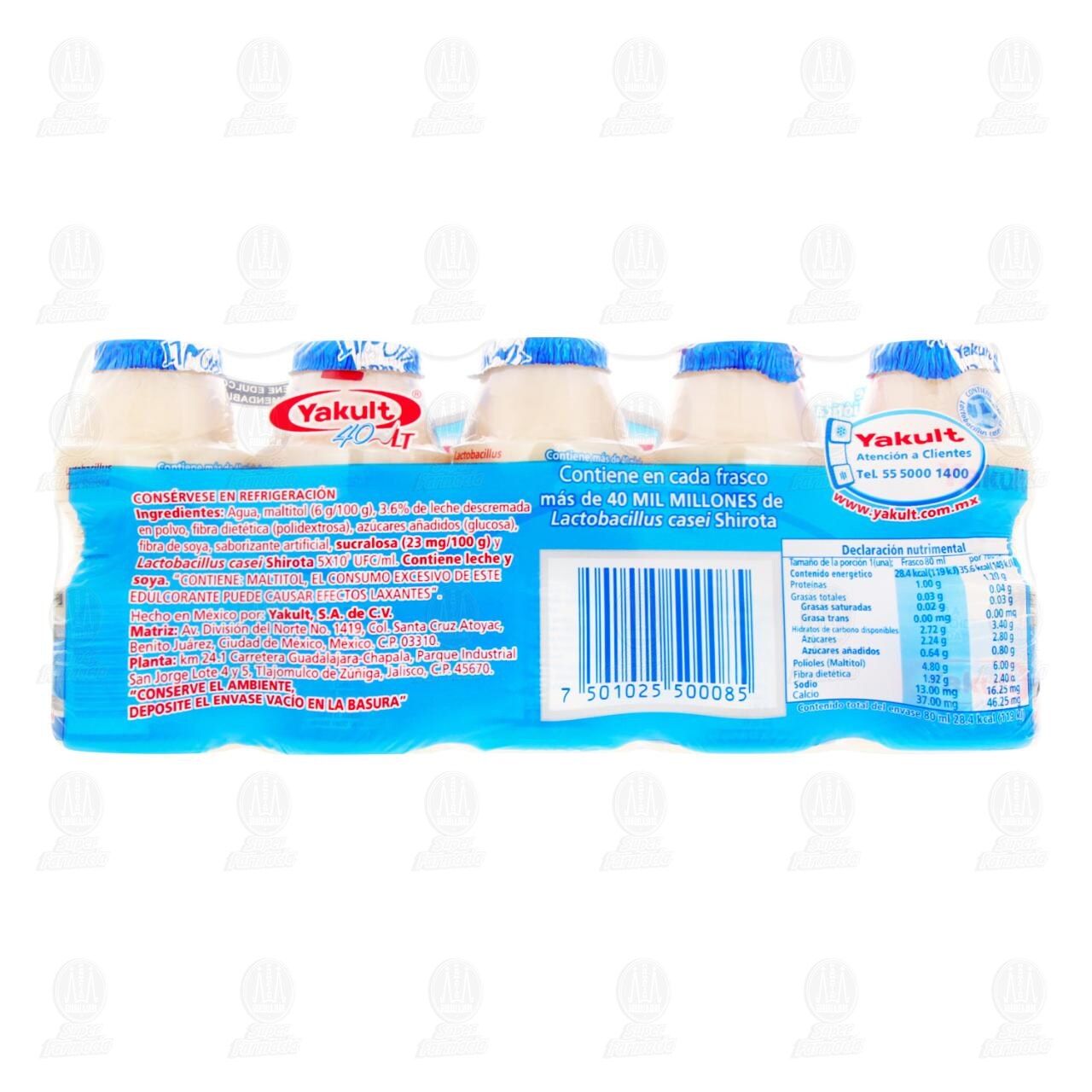 Yakult 40 LT Bebida L&aacute;ctea Fermentada, 5 pzas de 80 ml c/u. image number 2