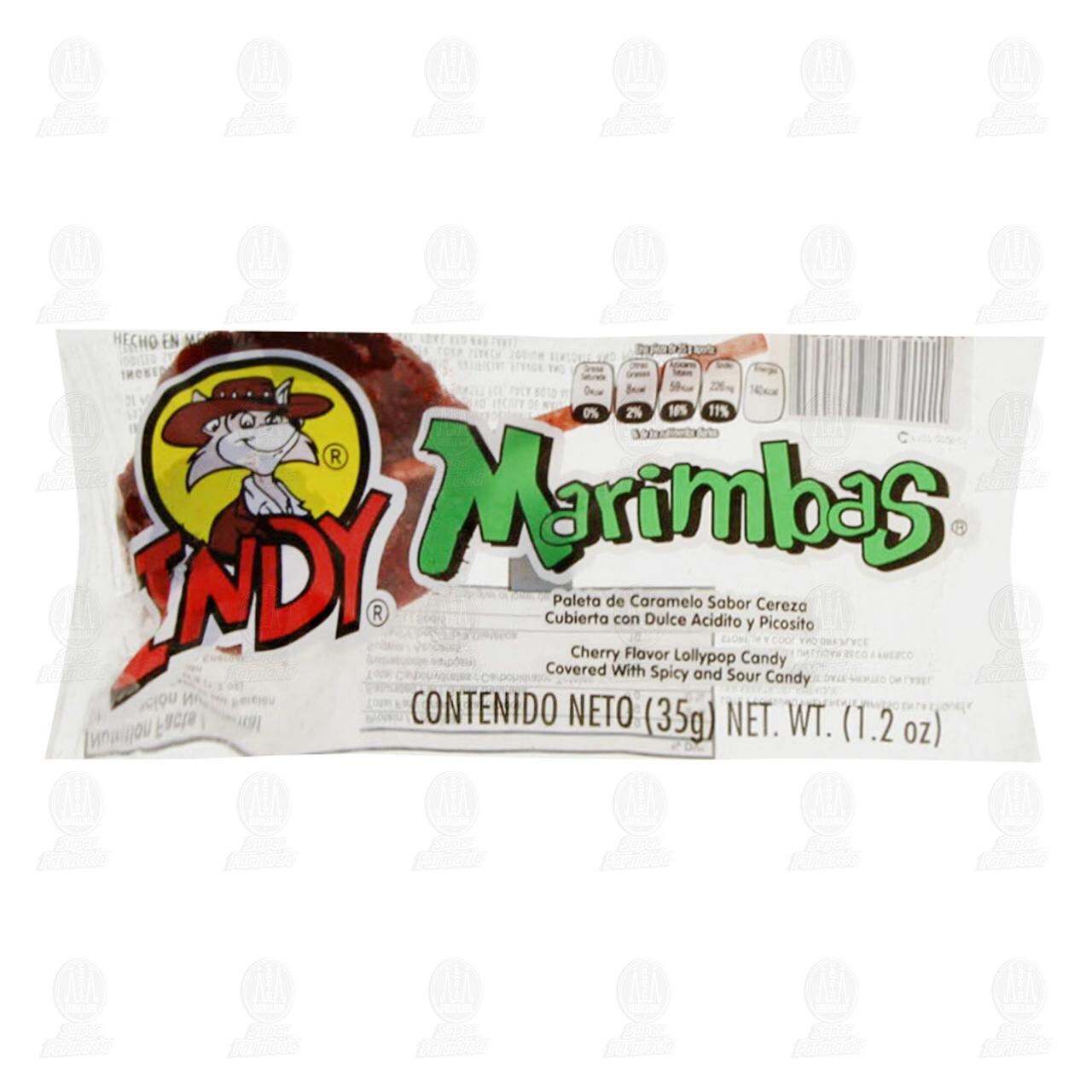 Paleta de Caramelo Indy Marimbas Cubierta de Dulce Enchilado, 35 gr. image number 0