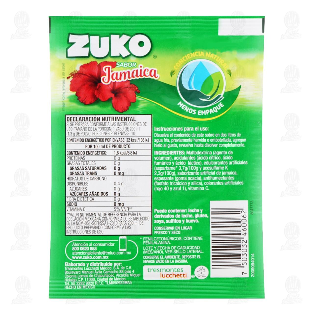 Bebida en Polvo Zuko Sabor Jamaica, 13 gr. image number 1