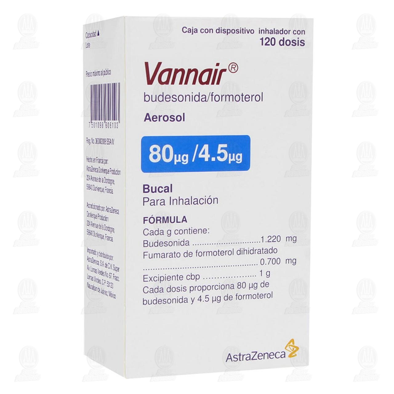 Vannair 80mcg/4.5mcg, Aerosol Bucal Dispositivo Inhalador con 120 Dosis.