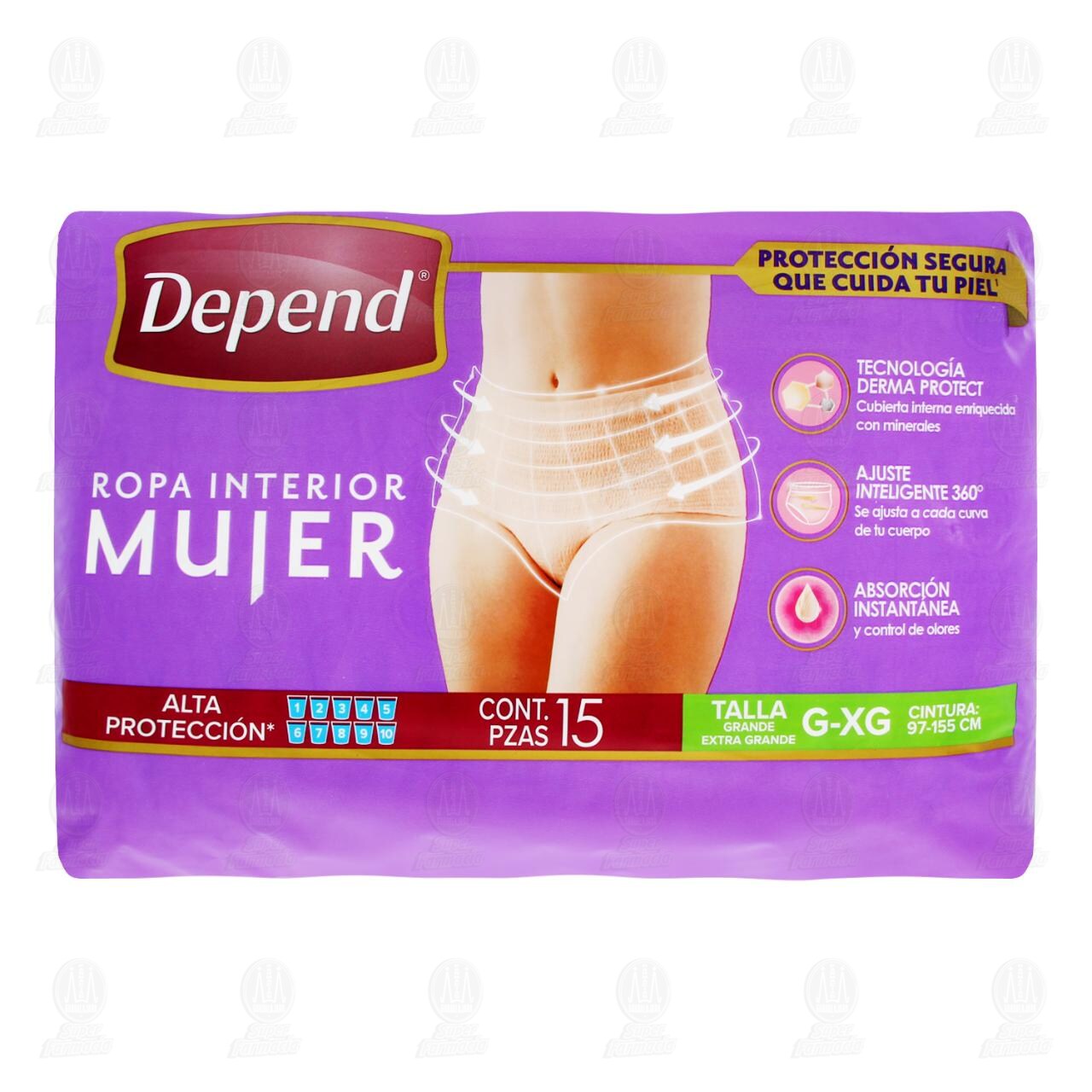 Ropa Interior Depend Mujer Talla G-XG, 15 pzas. image number 1