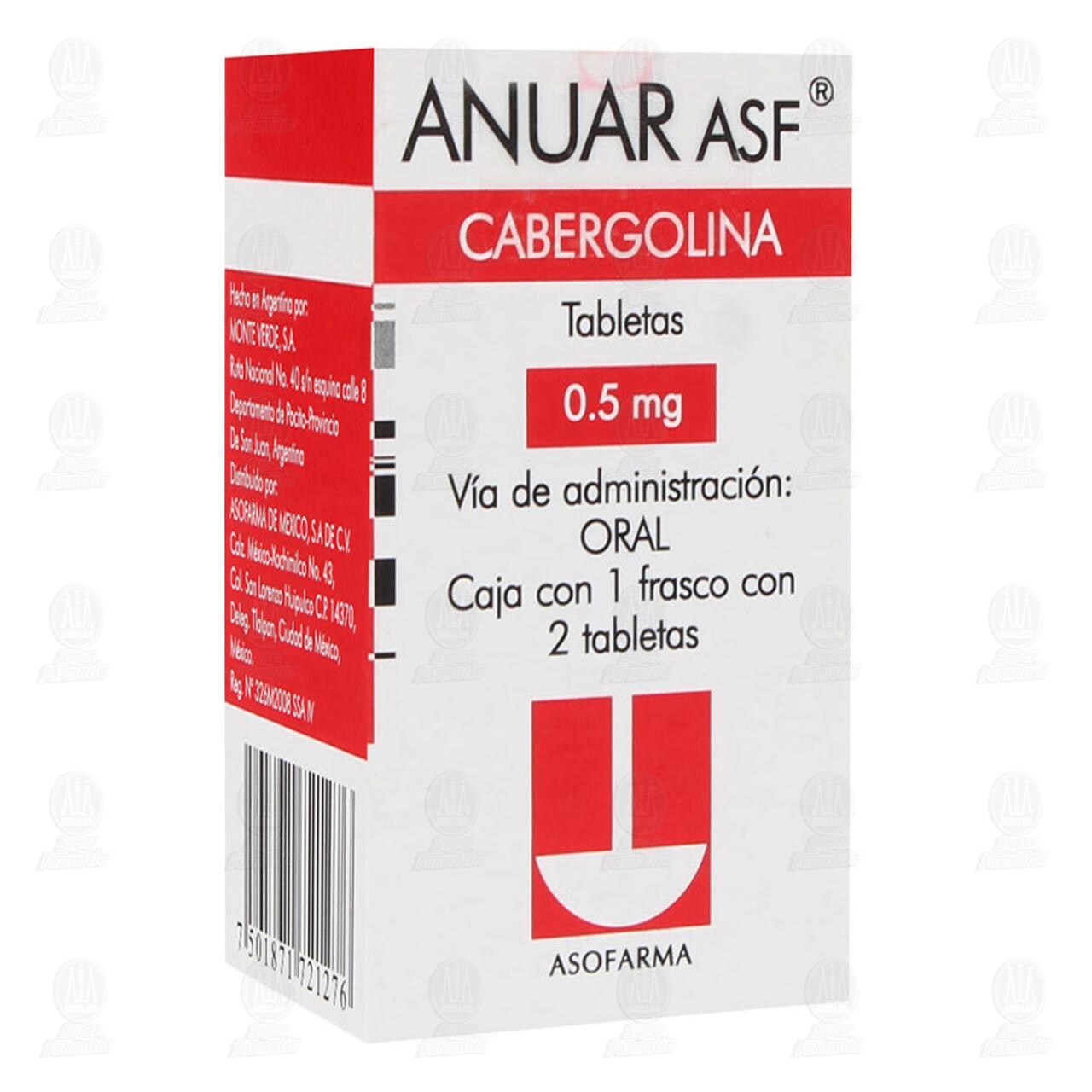 Anuar ASF 0.5 mg, 2 Tabletas. de ANUAR | Farmacias Guadalajara