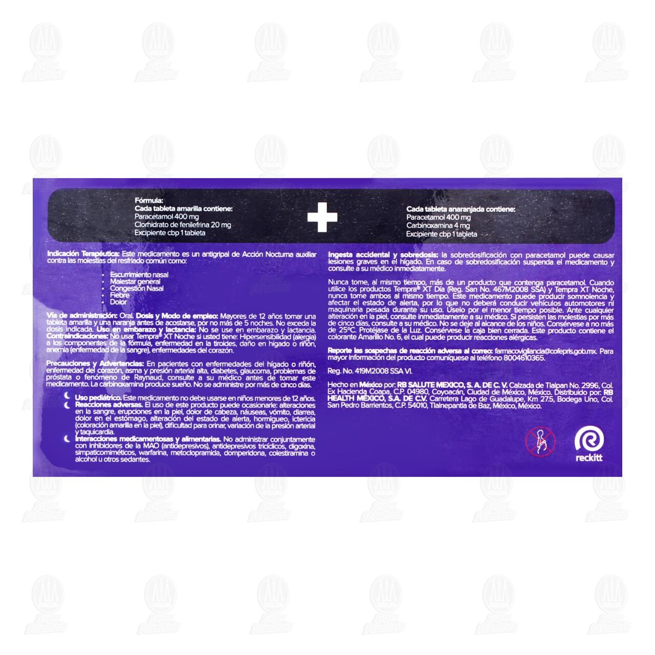 Tempra XT Noche 800mg/20mg/4 mg, 24 Tabletas. image number 2