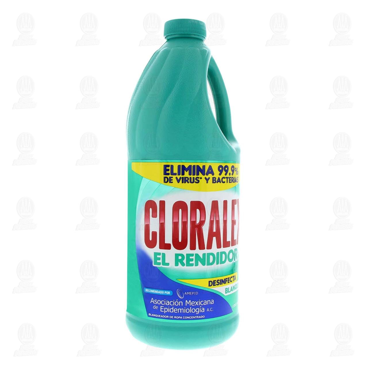 Imagen para Blanqueador de ropa líquido Cloralex El Rendidor para superficies y uso doméstico en general, desinfecta y blanquea, elimina 99.9% de virus y bacterias. Envase con 2 litros.
