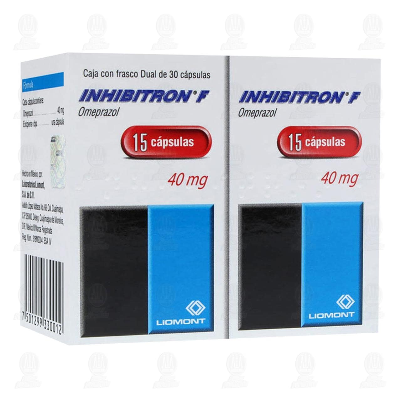 Imagen para Inhibitron F 40mg 15 Cápsulas con 2 Frascos