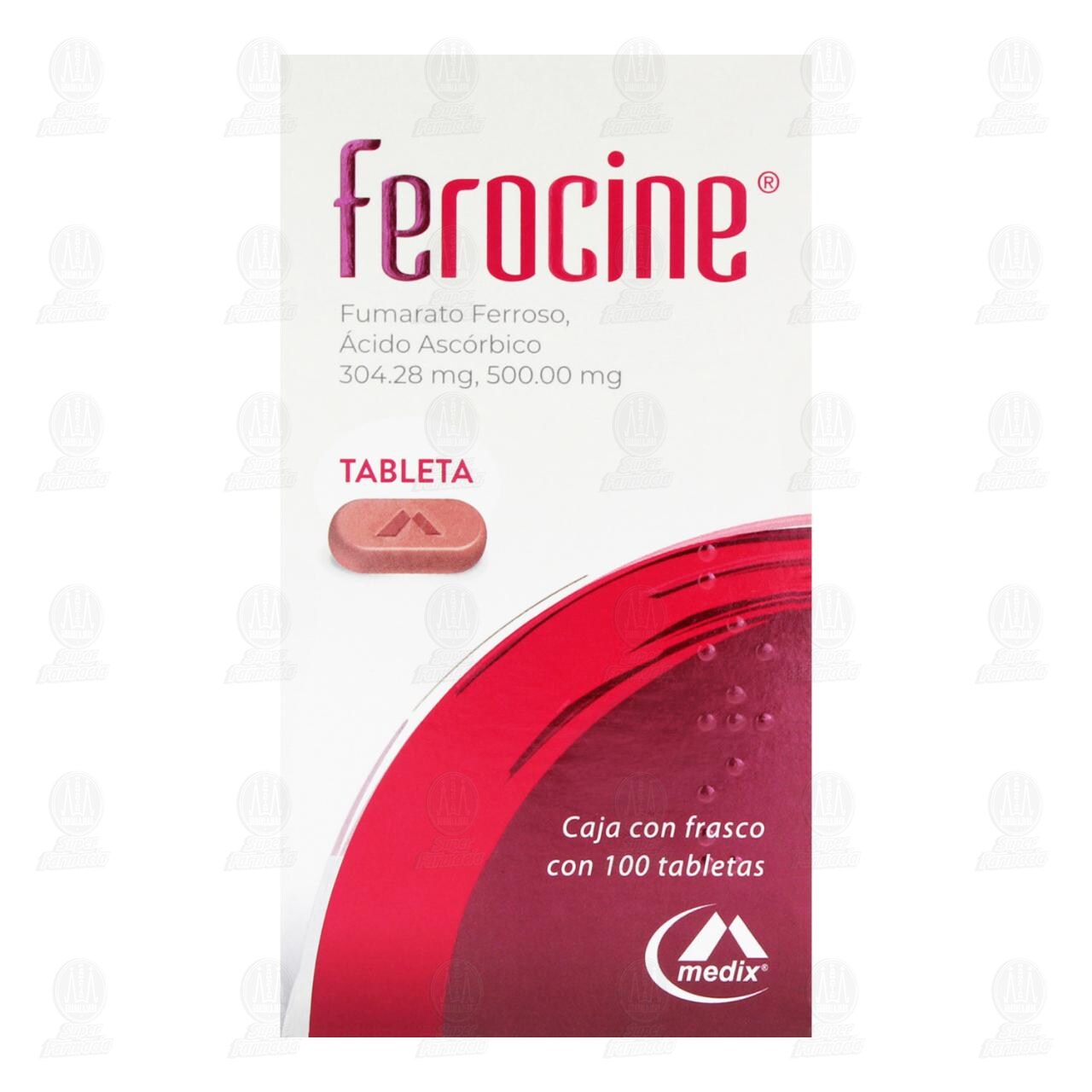 Ferocine 304.28mg/500.00mg, 100 Tabletas. image number 1