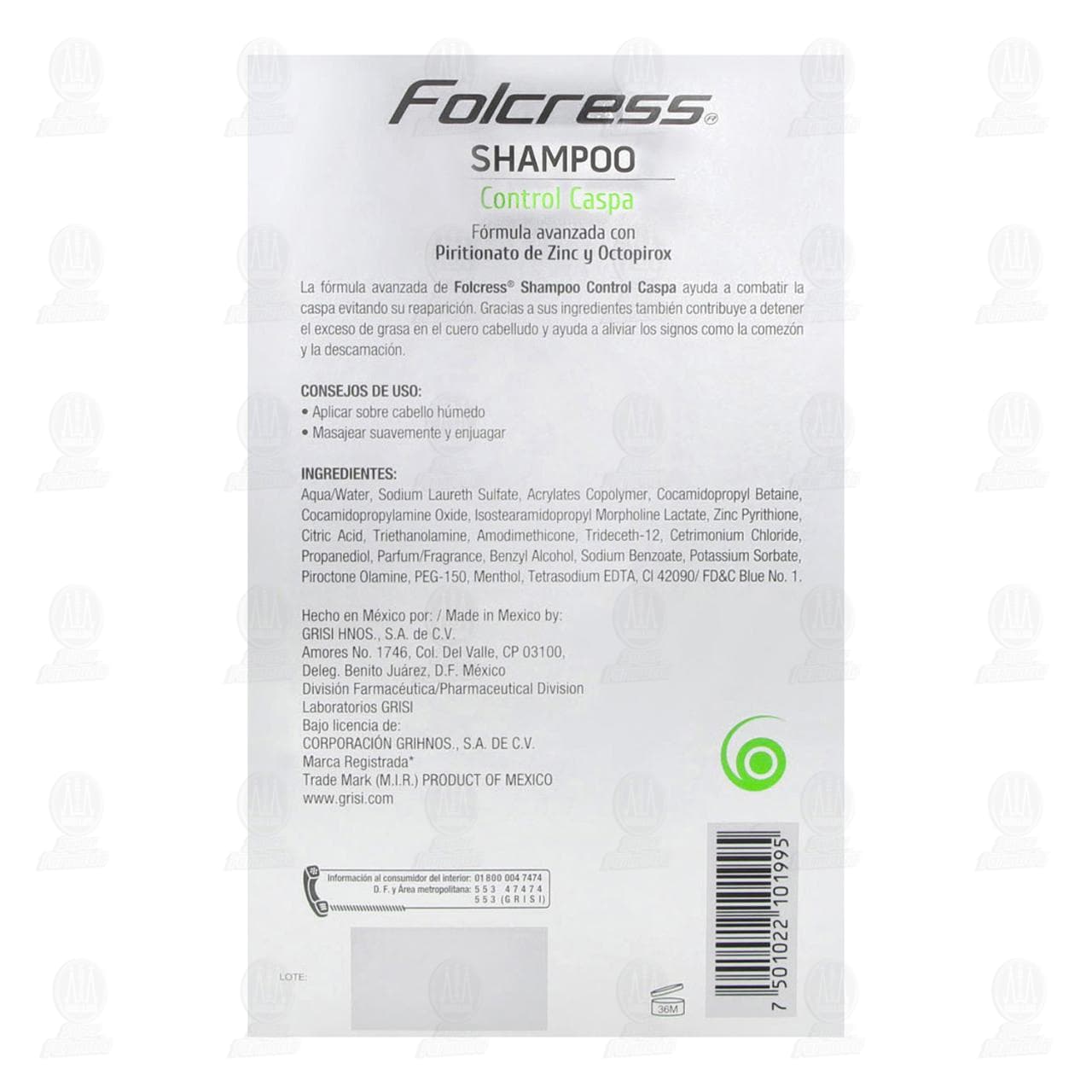 Shampoo Folcress Control Caspa, 260 ml. image number 2