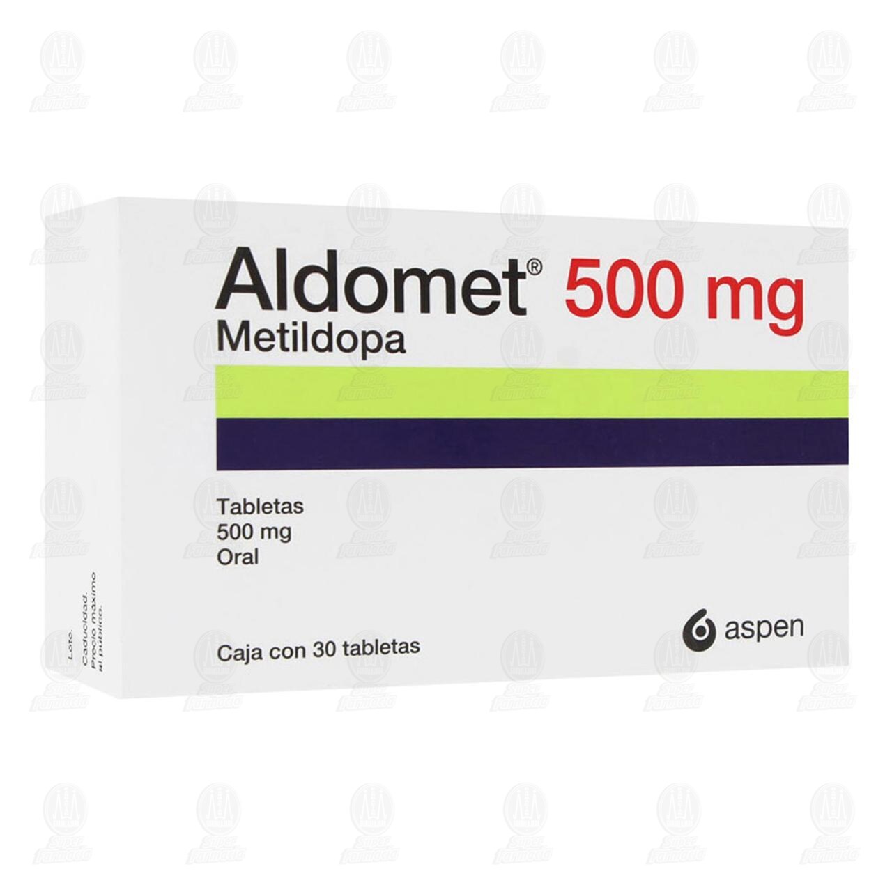 Aldomet 500 mg, 30 Tabletas.