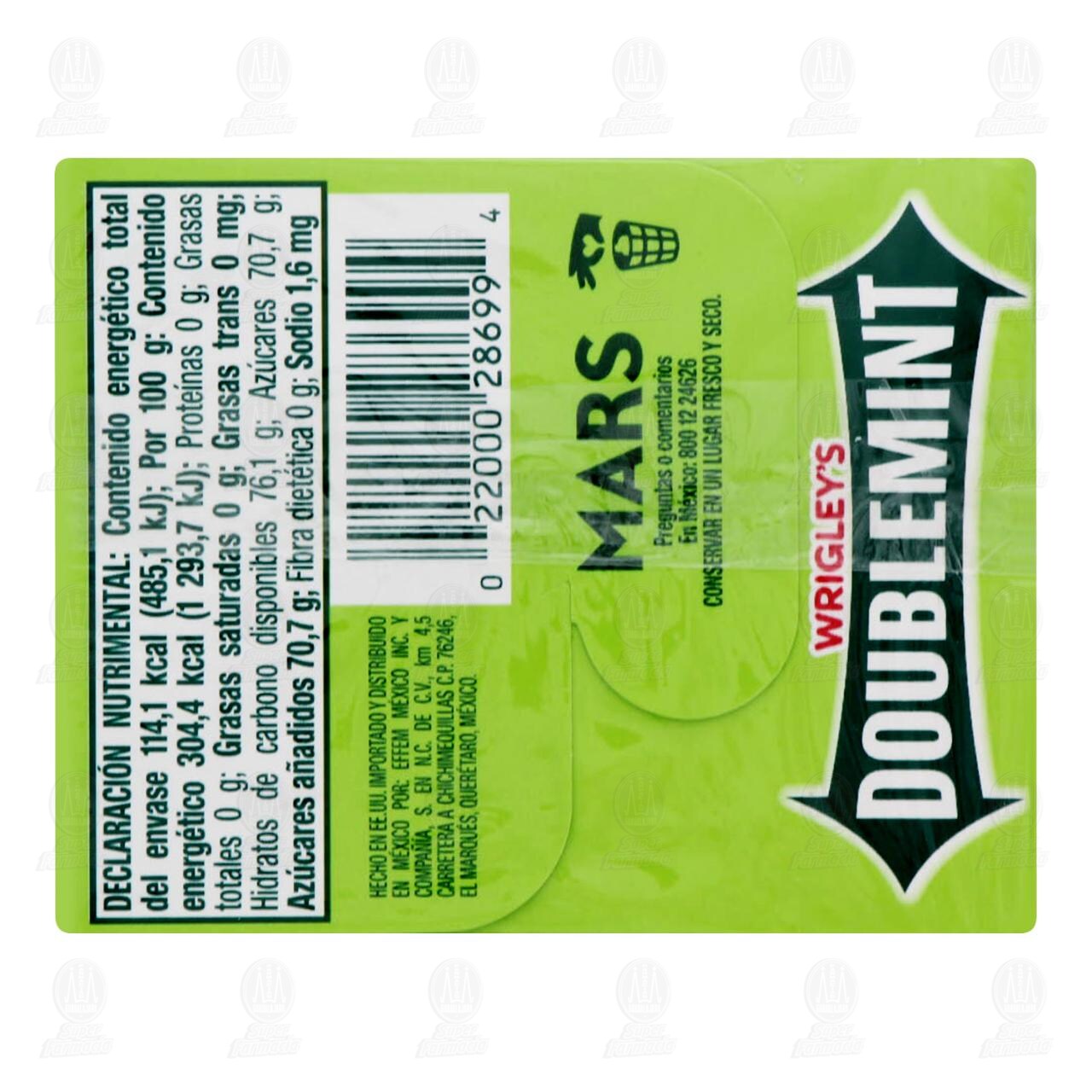 Goma de Mascar Doublemint Sabor Menta, 37.5 gr. image number 1