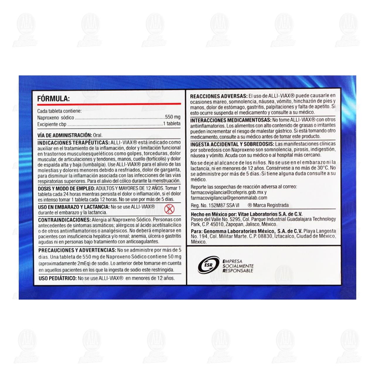 Alliviax 550 mg, 10 Tabletas. image number 2