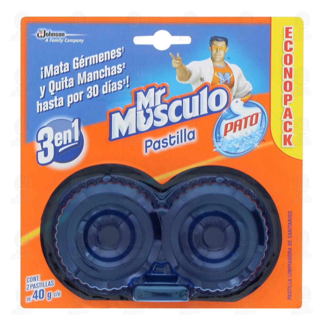 Pastilla Limpiadora Mr Músculo para Sanitarios, 2 pzas 40 gr c/u