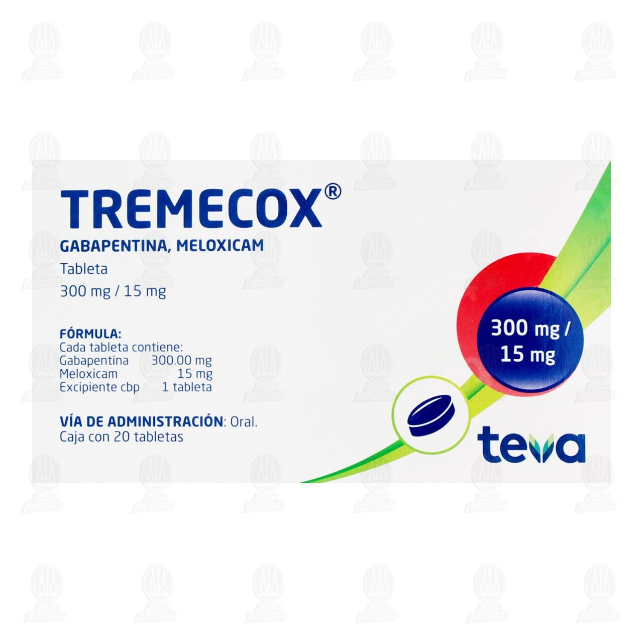 Tremecox 300mg/15mg, 20 Tabletas. image number 2