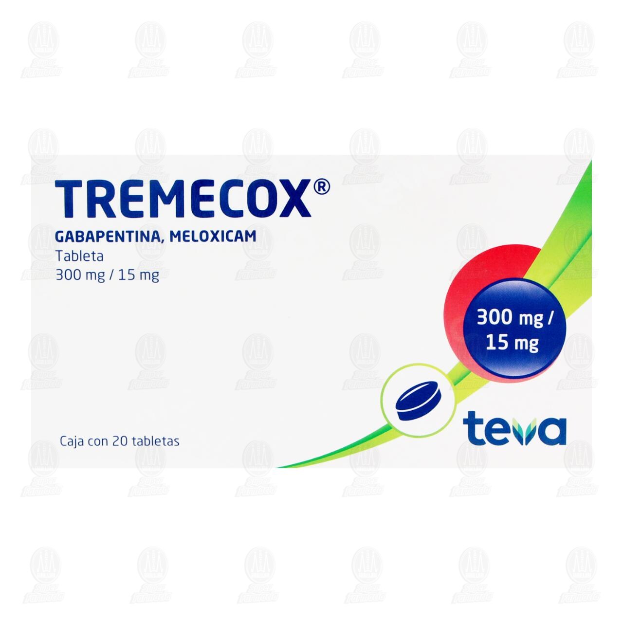Tremecox 300mg/15mg, 20 Tabletas. image number 1