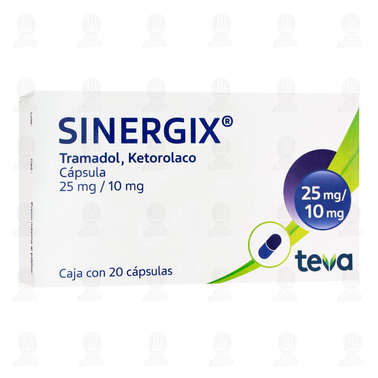 Sinergix 25mg/10mg, 20 C&aacute;psulas. image number 0